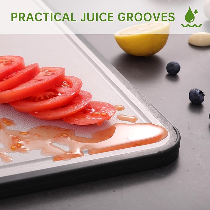 Titanium Cutting Boards for Kitchen, Titanium Cutting Board Double Side, Non Slip Chopping Board for Meat Fruit, Vegetable 15.2x10.4inch