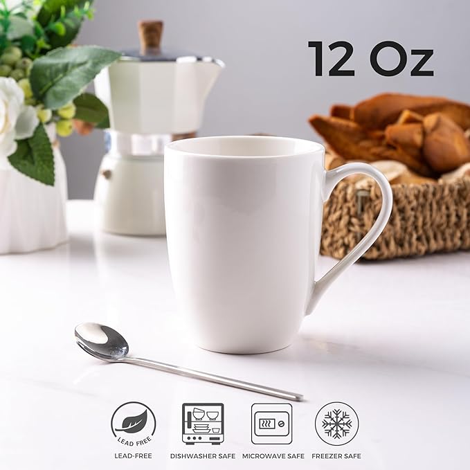 AmorArc 12oz Off White Coffee Mugs Set of 36, Ceramic Coffee Mugs with Large Handle for Man, Woman, Light Weight Coffee Mugs Set for Latte/Cappuccino/Cocoa/Milk, Dishwasher & Microwave Safe, 36Pcs