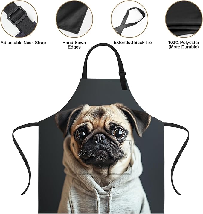 Funny Cat Apron with 2 Pockets Waterproof for Men Women Kitchen Garden Decor