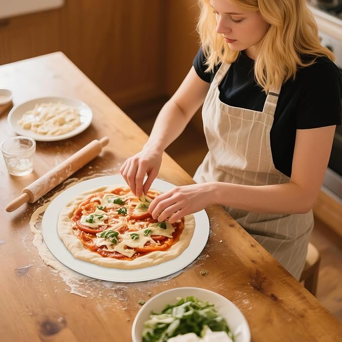 Permade Round Pizza Stone for Grill and Oven- 16 inch Baking Stone Heavy-Duty Cordierite Pizza Stone for Bread, Cookies, Heat Proof BBQ Grilling Cooking Stone for Making Crisp Crust Pizza (White)