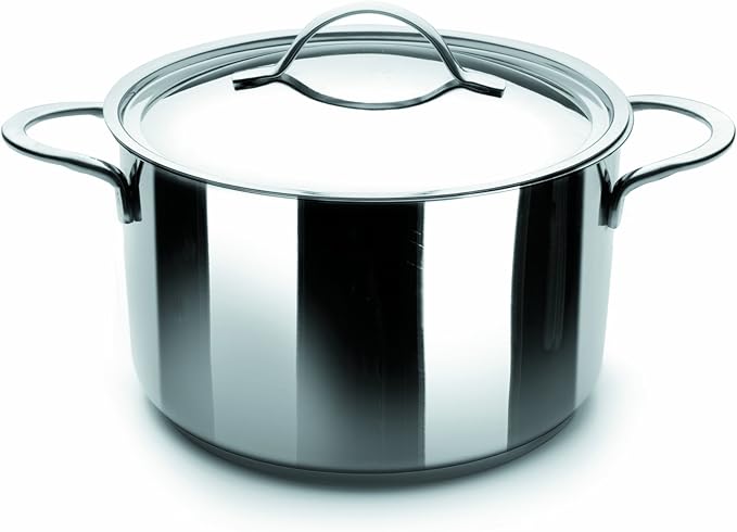 IBILI Noah Stock Pot with Lid, Stainless Steel, Silver, 24 x 24 x 7 cm