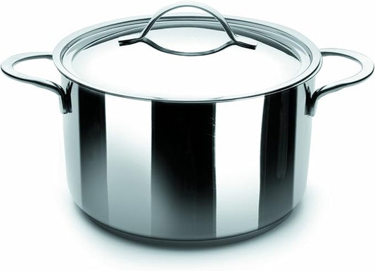 IBILI Noah Stock Pot with Lid, Stainless Steel, Silver, 24 x 24 x 7 cm