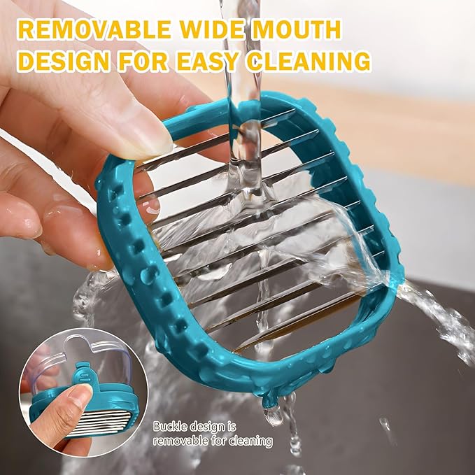 Fruit Slicer Cup-Detachable Fruit Cutter Slicer Stainless Steel Speed Egg Slicers Strawberry Slicer Cutter for Vegetable Cutting Kitchen Gadget (Dark Blue)