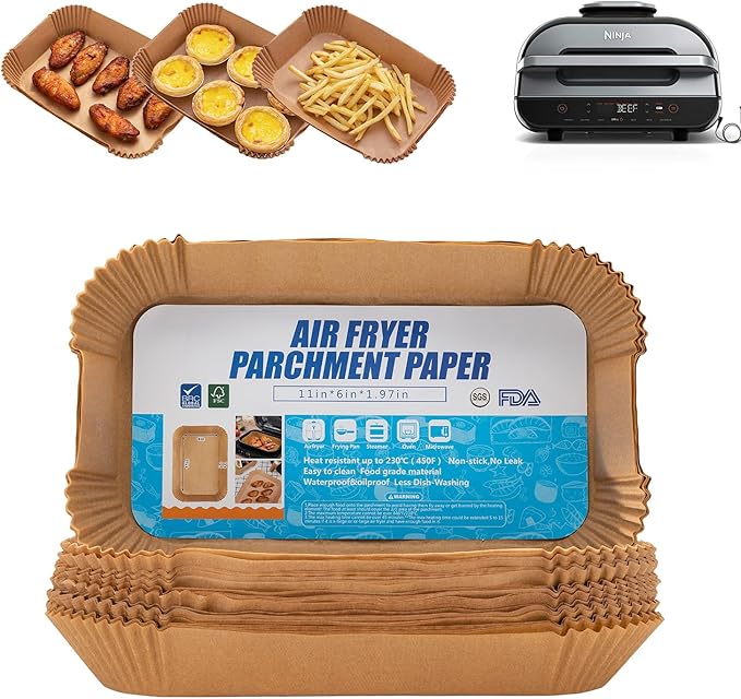 Air Fryer Liners For Ninja Foodi XL Smart FG551 6-in-1 Indoor Grill,100PCS Rectangular Air Fryer Disposable Paper Liner, Ninja Foodi XL Smart Accessories