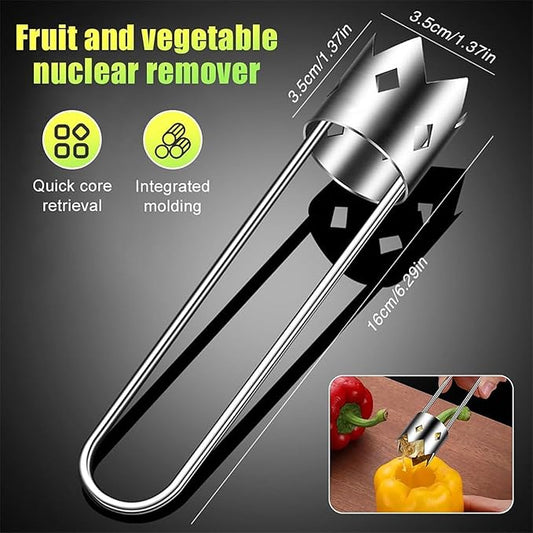 2 in 1 Pepper Seed Corer and Remover, Quick Bell Pepper Corer Tool (Silver, 1Pcs)