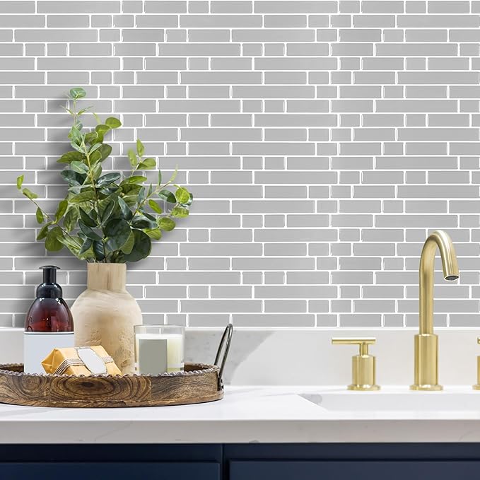 STICKGOO Peel and Stick Backsplash - 10 Sheets of 12”×12” - 3D Self Adhesive Peel and Stick Tile Backsplash for Kitchen & Bathroom