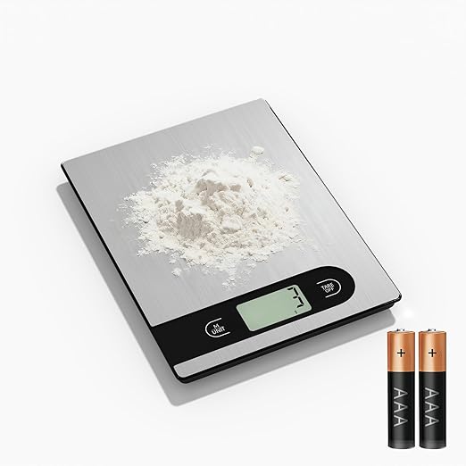 5kg/11lb Food Scale， Digital Kitchen Scale Weight Grams and Ounces for Baking Cooking Coffee Package Postage， Auto-Off Setting， LCD Display， Stainless Steel and Tempered Glass