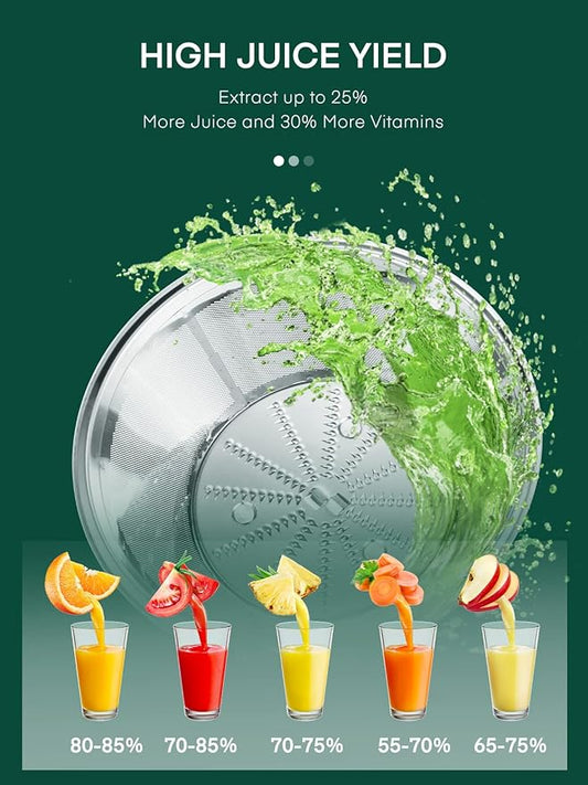 Juicer Machine, HOUSNAT Centrifugal Juicer 400 W Motor, 65MM Wide Chute for Whole Fruit and Vegetables, Juice Extractor with 3 Speeds, Upgraded Version Quick Juicing, Easy to Clean, BPA Free, Red