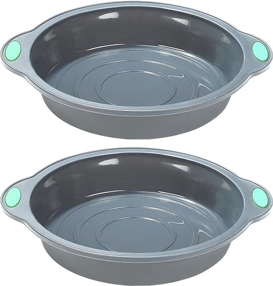 To encounter 9 Inch Silicone Round Cake Pans, 2 Pack Nonstick Silicone Baking Pans Set, Food Grade Cake Molds, with Metal Reinforced Frame More Strength