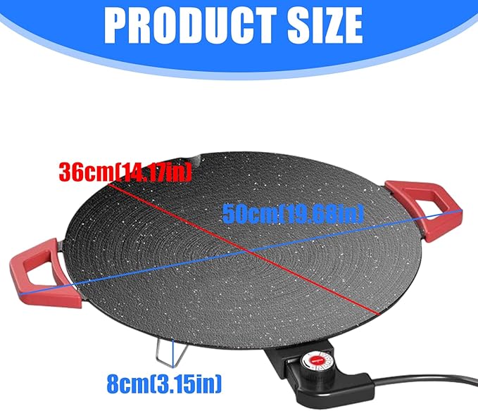 Non-Stick Electric Indoor Grill Pan, Multi-functional Electric Griddle Nonstick,Smokeless Grill with Adjustable Temperature, Portable Electric Griddle for Cooking Steaks,Pancakes & BBQ
