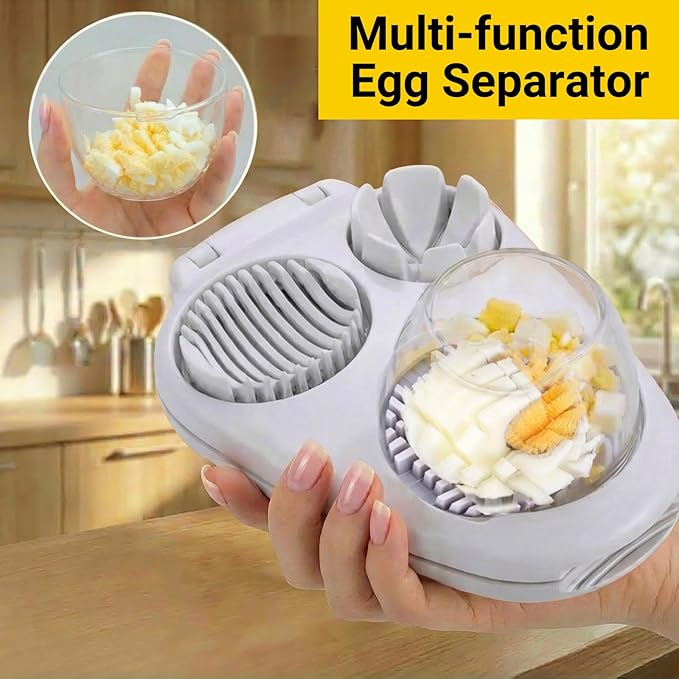 1 Pack Heavy Duty Egg Cutter with 3 Cutting Modes, Stainless Steel Egg Slicer for Hard Boiled Eggs, Fruits, and for Making Salads, Multifunctional Kitchen Tool with Storage Container