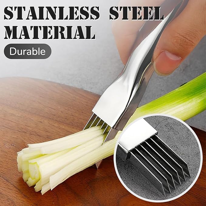 Shred Silk The Knife, 2024 Upgrade Green Onion Cutter Stainless Steel Choppe Kitchen Slicing Tool Cutter for Vegetables Onion Garlic, Multifunctional Kitchen Food Vegetable Cutter
