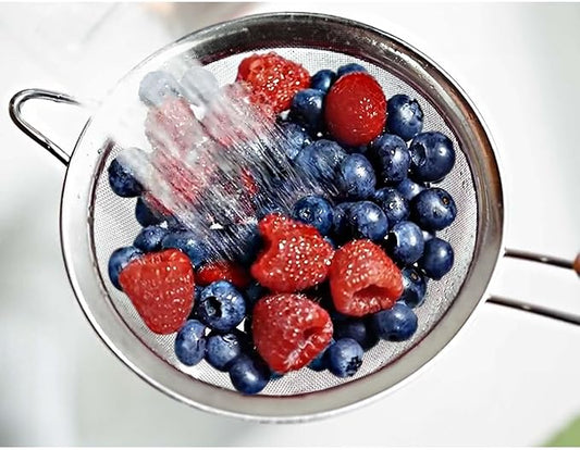HIC Kitchen Fine Double Mesh Strainer, 18/8 Stainless Steel, 4-Inch, For Sifting Baking Ingredients, Straining, And Draining Soups And Sauces