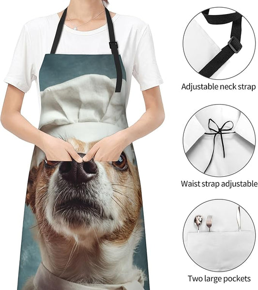 Apron with Pockets Aprons for Women Men Kitchen Chef Apron for Cooking Gardening Server Waitress Painting