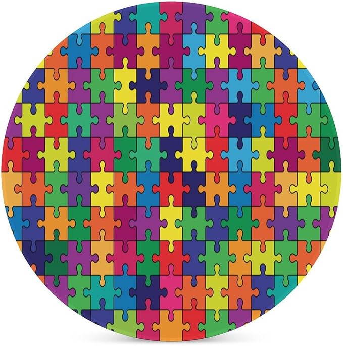 Gamer Drink Coasters, Round Ceramic Drink Coaster Round-4PCS, Gamer Colorful Puzzle Toy Decor Absorbent Ceramic Coasters for Beverage Cup, Bar, Coffee Table