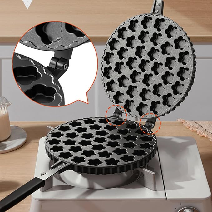 Bubble Waffle Maker, Nonstick Double Side Star Pattern Hong Kong Egg Waffler Iron, 360° Rotating Portable Ice Cream Cone Maker for Household Kitchen, Ready in under 5 Minutes
