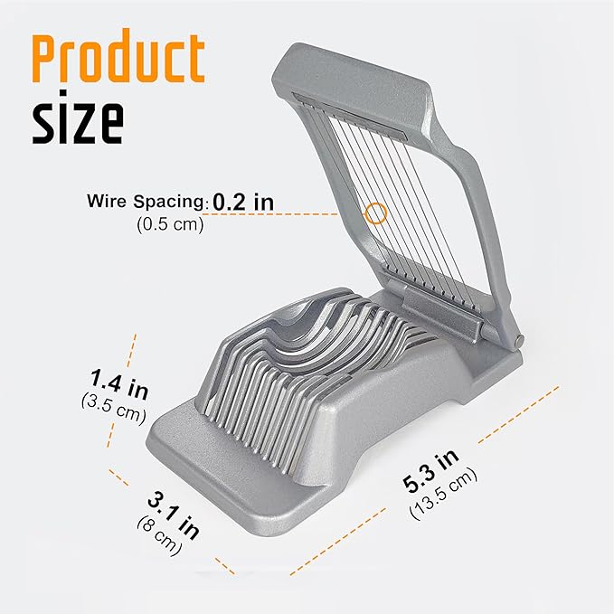Egg Slicer for Hard Boiled Eggs, Stainless Steel Wire, Heavy Duty Aluminium Egg Cutter Dishwasher Safe for Egg Strawberry Soft Fruit