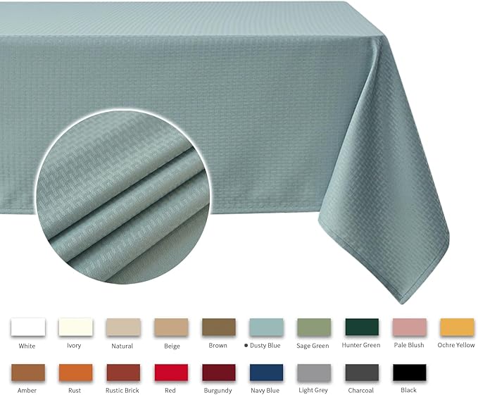 maxmill Square Tablecloth Water Resistance Antiwrinkle Spill Proof Weaved Texture Table Cloth, Decorative Fabric Table Cover for Banquet Parties Event Holiday Dinner, 70 x 70 Inch, Dusty Blue
