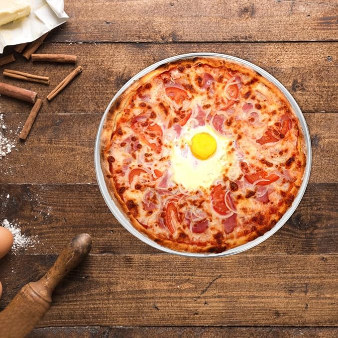 VINTORKY Perforated Pizza pan Stainless Steel Baking pan Stainless Steel Pizza pan Non Stick Frying Pans Stainless Steel Skillet Household Baking Tray Non- Stick Pizza Pan Round Baking Tray, 23x23cm