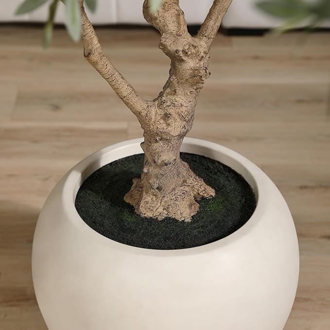 Olive Trees Artificial Indoor, 8 Feet Tall Faux Olive Tree with Round Artisan Planter, Premium Handmade, Realistic Trunk & Lifelike Leaves, Perfect for Large Spaces & Elegant Home/Office Decor
