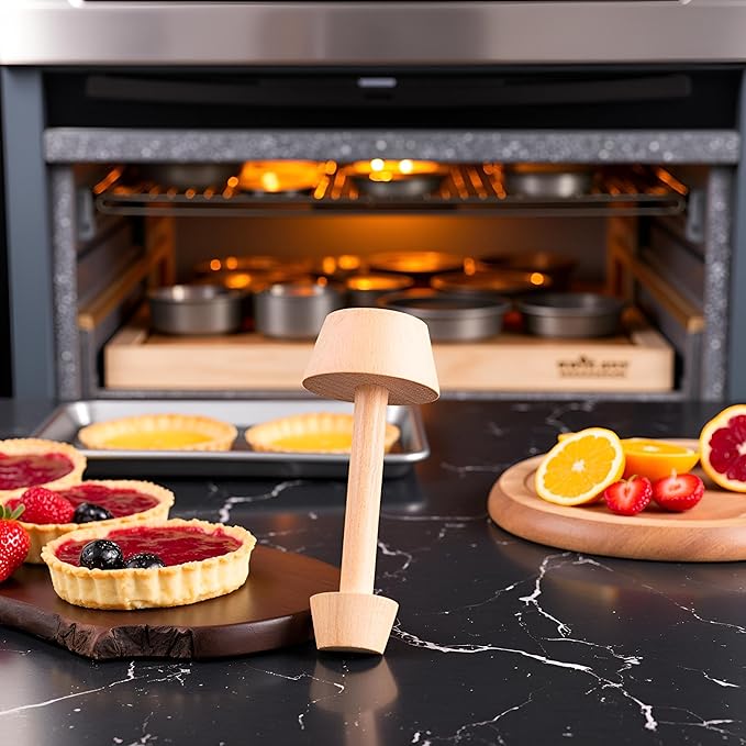 Tart Tamper Pastry Tamper Double Side Wooden Egg Tart Tamper Mold DIY Cake Pastry Pusher for Kitchen Party Baking Tools, Pie, Tart and Quiche Pans（It is 14.8 cm long）