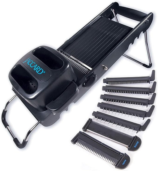Jaccard ABS SafeHands Mandolin Slicer with Seven Interchangeable Blade Cartridges - QUITE POSSIBLY THE SAFEST MANDOLIN IN THE WORLD Black
