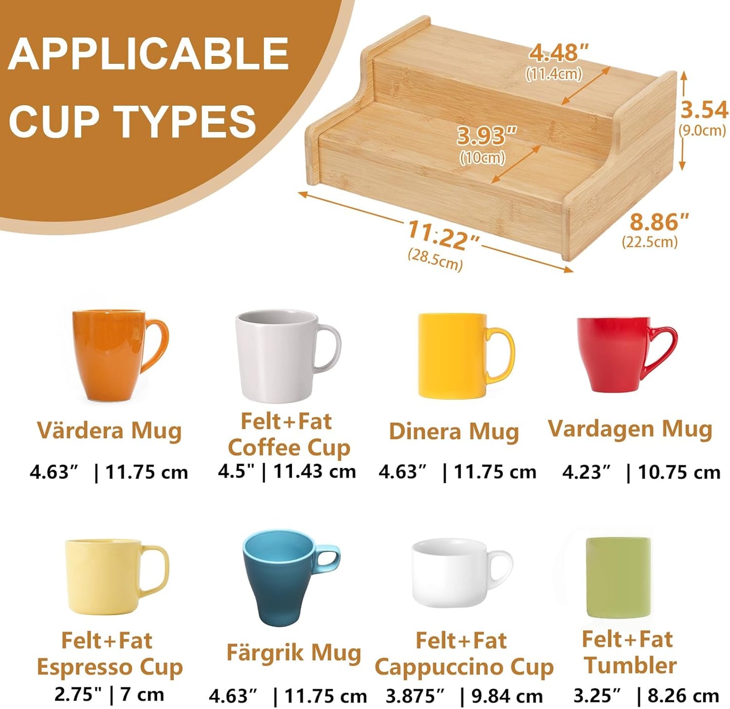 2-Tier Expandable Coffee Mug Holder, Mug Organizer for Kitchen Cabinets, Bamboo Mug Cup Rack, Multi-Functional Cup Holder Shelf, Coffee Bar Organizer, Home