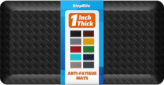 StepRite 1” Thick Kitchen Mats for Floor, Anti Fatigue Kitchen Rugs, Non-Slip,Heavy Duty Waterproof Kitchen Rug, Standing Desk Mat, Gifts for Friends, Family, Home, Kitchen, Office(39" x 20",Black)