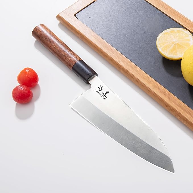 SHANGDAO 7-inch Deba Knife, Single Bevel German Stainless Steel Japanese Knife, Fish Fillet Knives for Fish Cutting with Wooden Handle, Gift Box