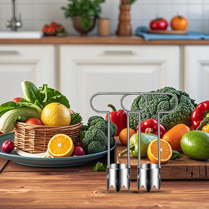 Red Bell Pepper Seed Corer, Stainless Steel Fruit Vegetable Quick Corers and Cave Tools, Apple Corer, Multifunction Pepper Corer Seed Remover Tool,Vegetables&Fruit Kitchen Gadget (3, A)