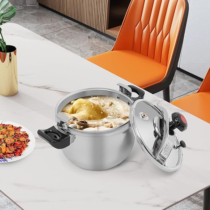 Stainless Steel Pressure Cooker Large Capacity Cooktop Pressure Pot with Multiple Protection Functions for Home Restaurants Canteens, Multiple Stove Compatible (9.51 Qt)