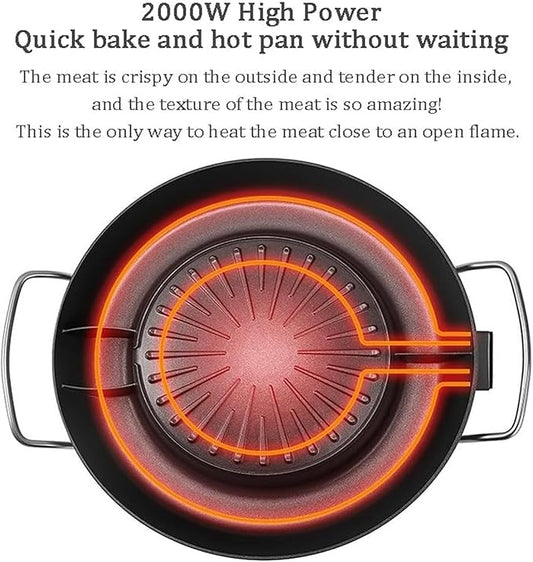 Electric Hot Pot & Grill Combo - Non-Stick Soup Pot & Korean BBQ for 2-4, Easy to Clean, Perfect for Family Gatherings, Medium Size Kitchen Essential