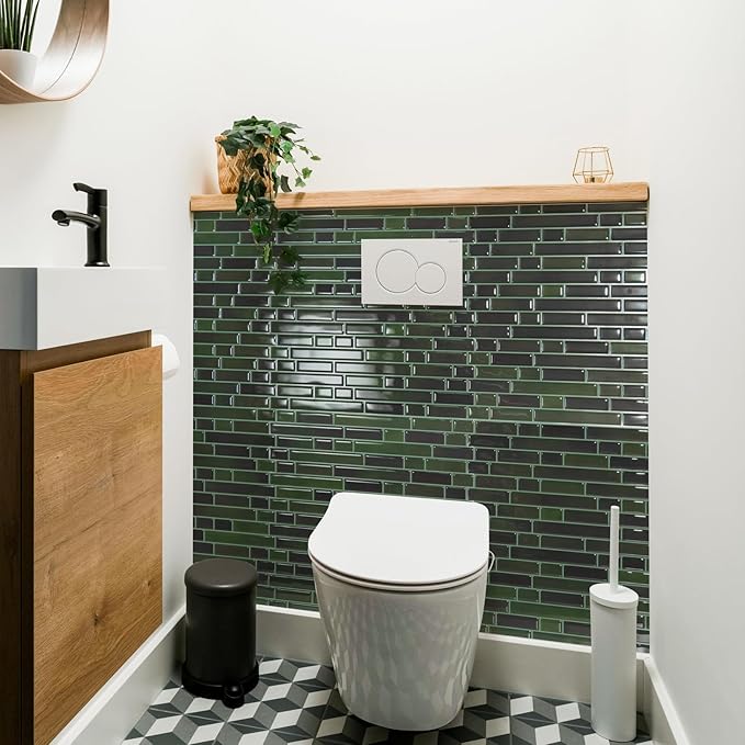 Art3d 10-Sheet Heavy-Duty Peel and Stick Backsplash, Waterproof Wall Tiles Stick on Kitchen Backsplash Living Space, Dark Green