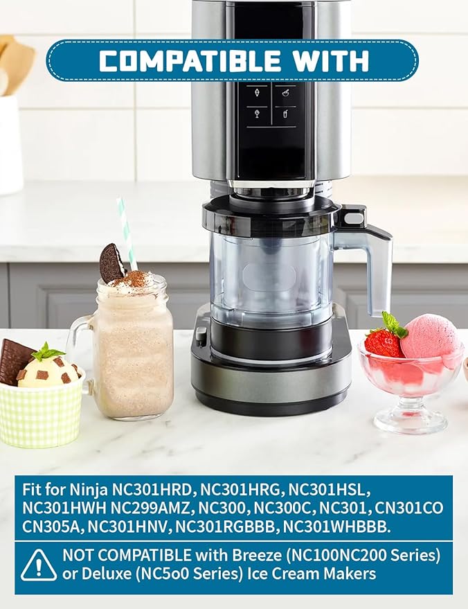 NC299AMZ Outer Bowl Locking Lid for Ice Cream Maker Fit for NC301/NC300/ NC201/ NC101 Series (NO Paddle), Reusable