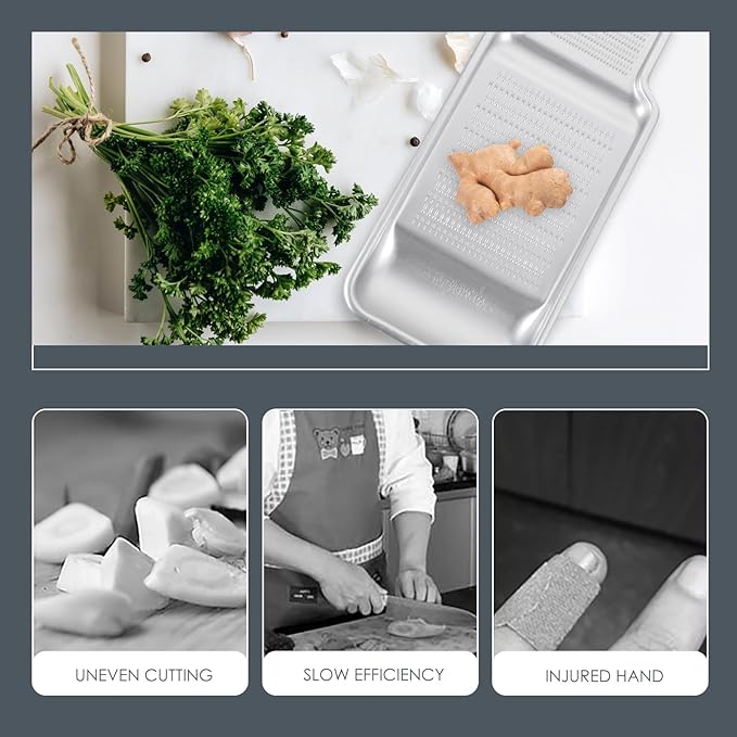 Garlic Ginger Grater with Groove Tray Portable Household Food Zester for Vegetables and Cheese Easy-clean Metal Scraping Tool for Food and Baking Ingredients