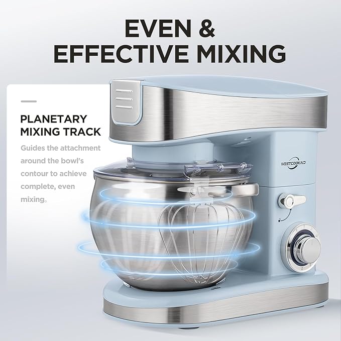 Stand Food Mixer, 6.3 Qt Stand Mixer, 400W 6-Speed with Pulse Tilt-Head, Kitchen Electric Mixer with Stainless Steel Bowl, Dough Hook, Whisk, Beater, Household Stand Mixer for Baking, Blue
