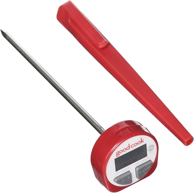 GoodCook Everyday Digital Instant Read Food Thermometer, Stainless Steel Probe, Fahrenheit & Celsius Display, Pocket Sleeve Included