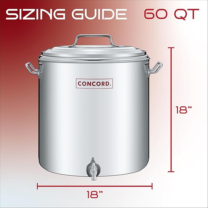 Concord Stainless Steel S Series Insulated Double Wall Stock Pot. Outdoor Kettle, great for temperature retention (60 Quart)