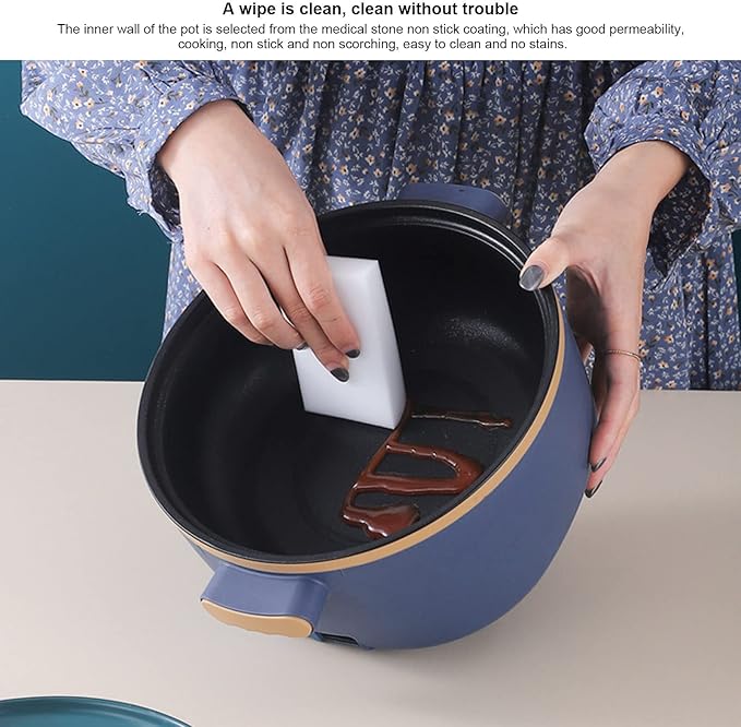 2.5L Electric Cooker Hot Pot Multifunction Food Grade 800W Double Layer Adjustable Portable Electric Hot Pot with Handle Kitchen Supplies(US 110V)