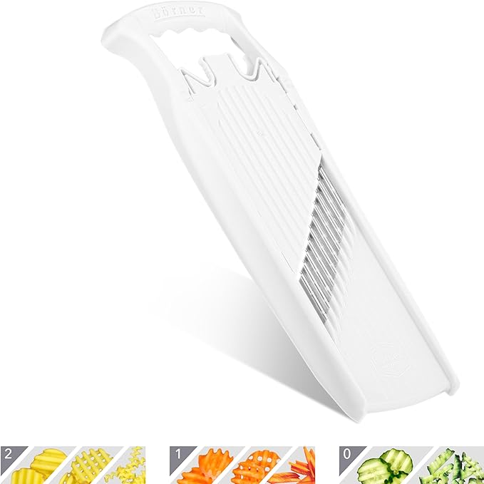 Börner by Reston Lloyd Wave-Waffle Power Line • Crinkle Cut/Spirelli Vegetable Slicer • Slicer for Wave Waffle Cut Style • Multiple Thickness Options • Made in Germany, White
