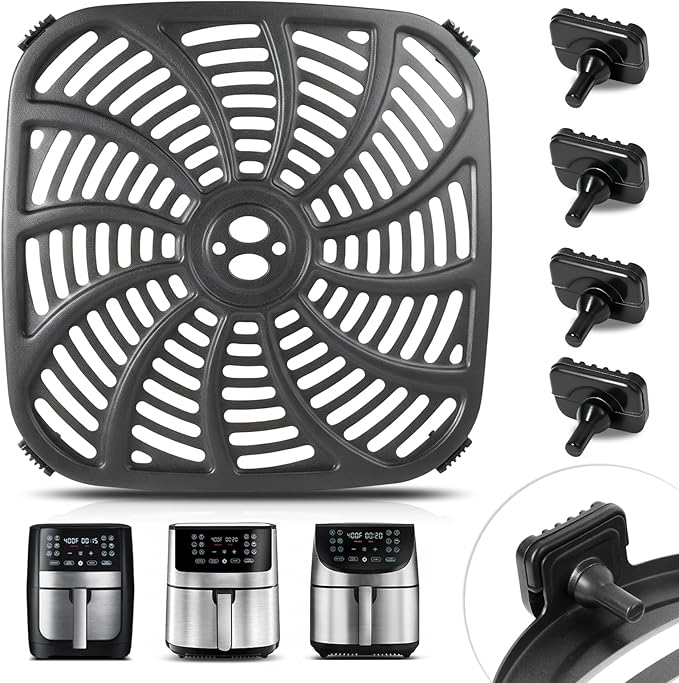 8QT Air Fryer Grill Plate for Gourmia GAF838 GAF856 GAF826 Air Fryers, 9.8''×9.8'' Square Air Fryer Tray Replacement for Gourmia, Nonstick Air Fryer Grill Pan for Gourmia 8QT Air Fryer