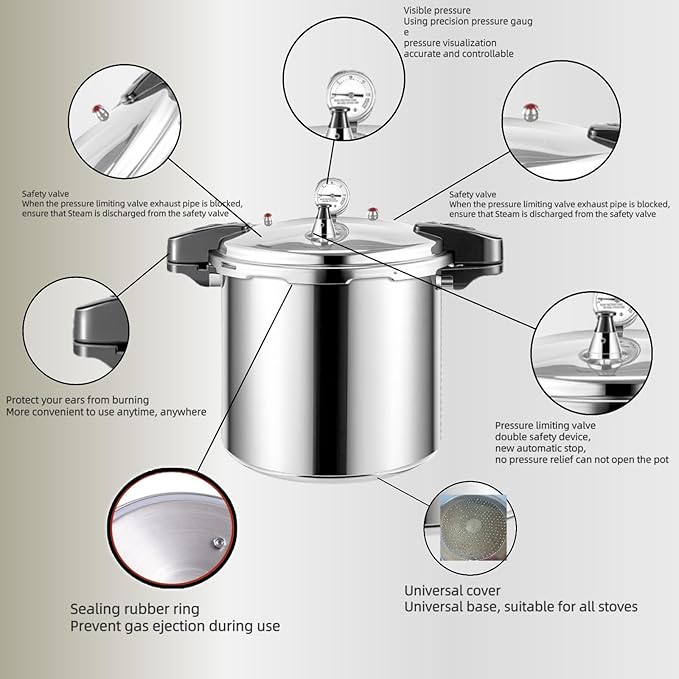 KILOGORGE 24 qt Pressure Canner,Canning Pressure Cooker with Gauge,14.5PSI,Large Capacity Aluminum Pressure Canners for Compatibility Gas and Induction Cooktops