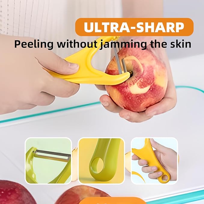 Trez Treamer 4pcs Peelers for Kitchen Y Vegetable Peeler Orange Peeler Tool with Brush Stainless Steel Potato Peeler Apple Zucchini Cucumber Peelers