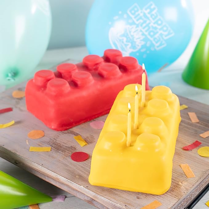 Brick Building Cake Pan Mold- Build, Decorate, Stack 9" 3D Shaped Cakes- Holiday Baking Activity Treat for Kid, Adult Birthday Parties, Celebration, Easy to Use Non-Stick Oven Bakeware, Fun Xmas Gift