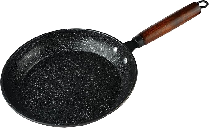 CBESTUTENSIL Non-stick frying pan, granite-coated skillet, lightweight egg pan, chef's frying pan,Fried eggs don't stick to the pan， wooden handle (10 inches)