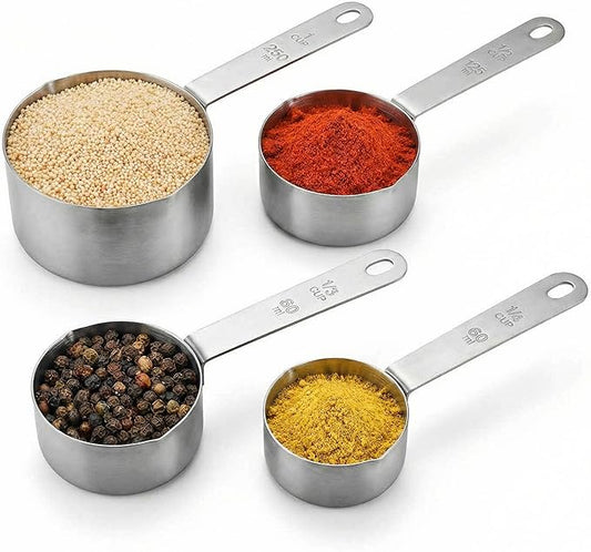 Mrs. Anderson’s Baking Measuring Cups with Pour Spouts, Heavyweight 18/8 Stainless Steel, 4-Piece Set