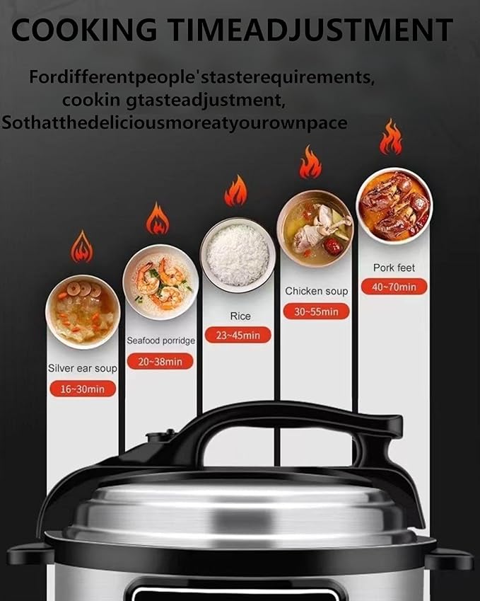 KabFbit 10 In 1 Electric Pressure Cooker, 5 Quart Stainless Steel Multi-Function Electric Cooker, Slow Cooker With 24-Hour Reservation Function, Suitable For Meat, Cake, Congee, Rice, etc., Black