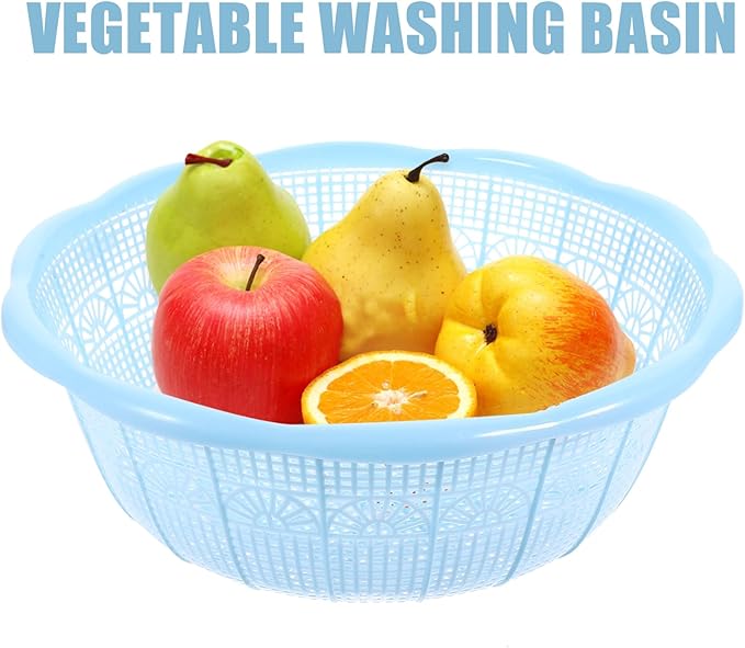 LIFKOME Plastic Rice Washing Basket Colander 9.05 Inch Multifunctional Food Strainer Bowl for Fruits Vegetables Kitchen Use