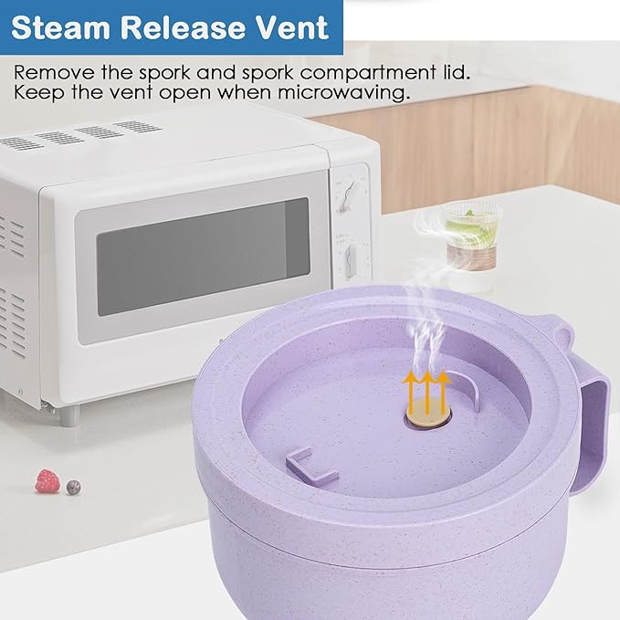 Unbreakable Microwave Soup Mugs with Lids and Handles,Microwave Ramen Bowl with Lid for Soup and Instant Noodles,Oatmeal, Gumbo, Salad,BPA Free (Lavender Purple)