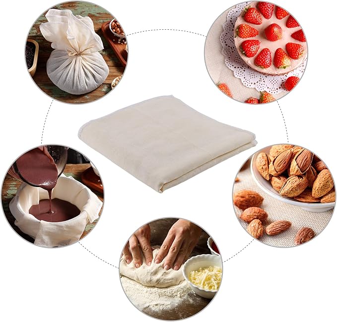 5 Pack Muslin Cloths Reusable for Straining, 100% Unbleached Pure Cotton Cheesecloth, Soft Square Cheese Clothes Weave Fabric Filter for Cooking, Baking (50 x 50 cm Food Strainer Cloth)